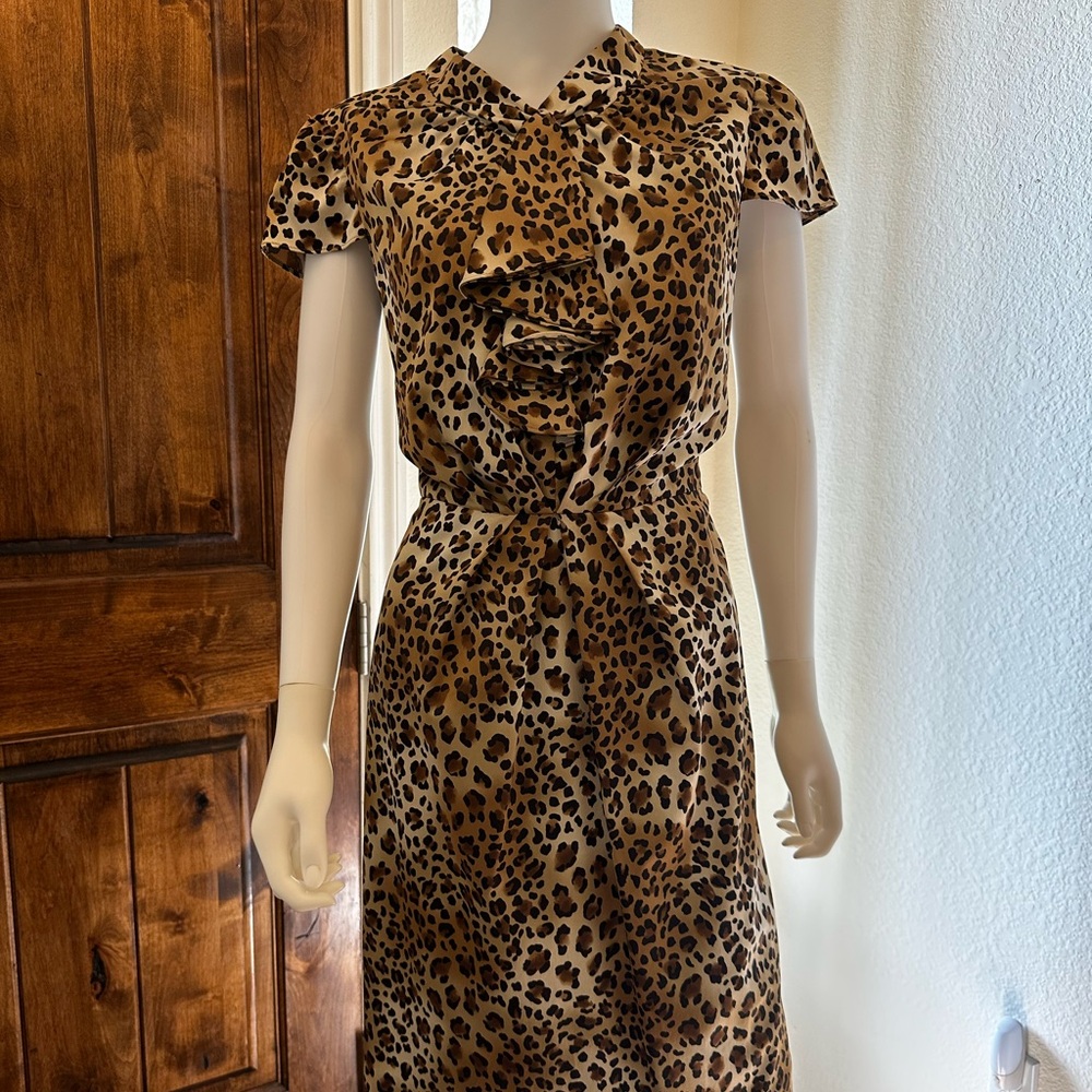 Tahari Leopard Print Ruffle Dress Size 12